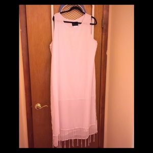 White shift fringe dress! Ashro size XL!